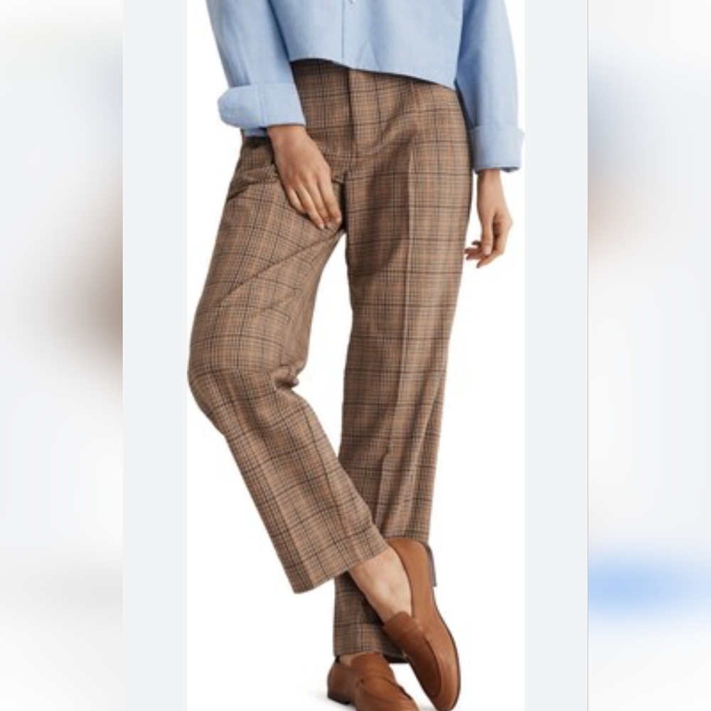 Madewell Plaid Wide Leg Pants - Brown